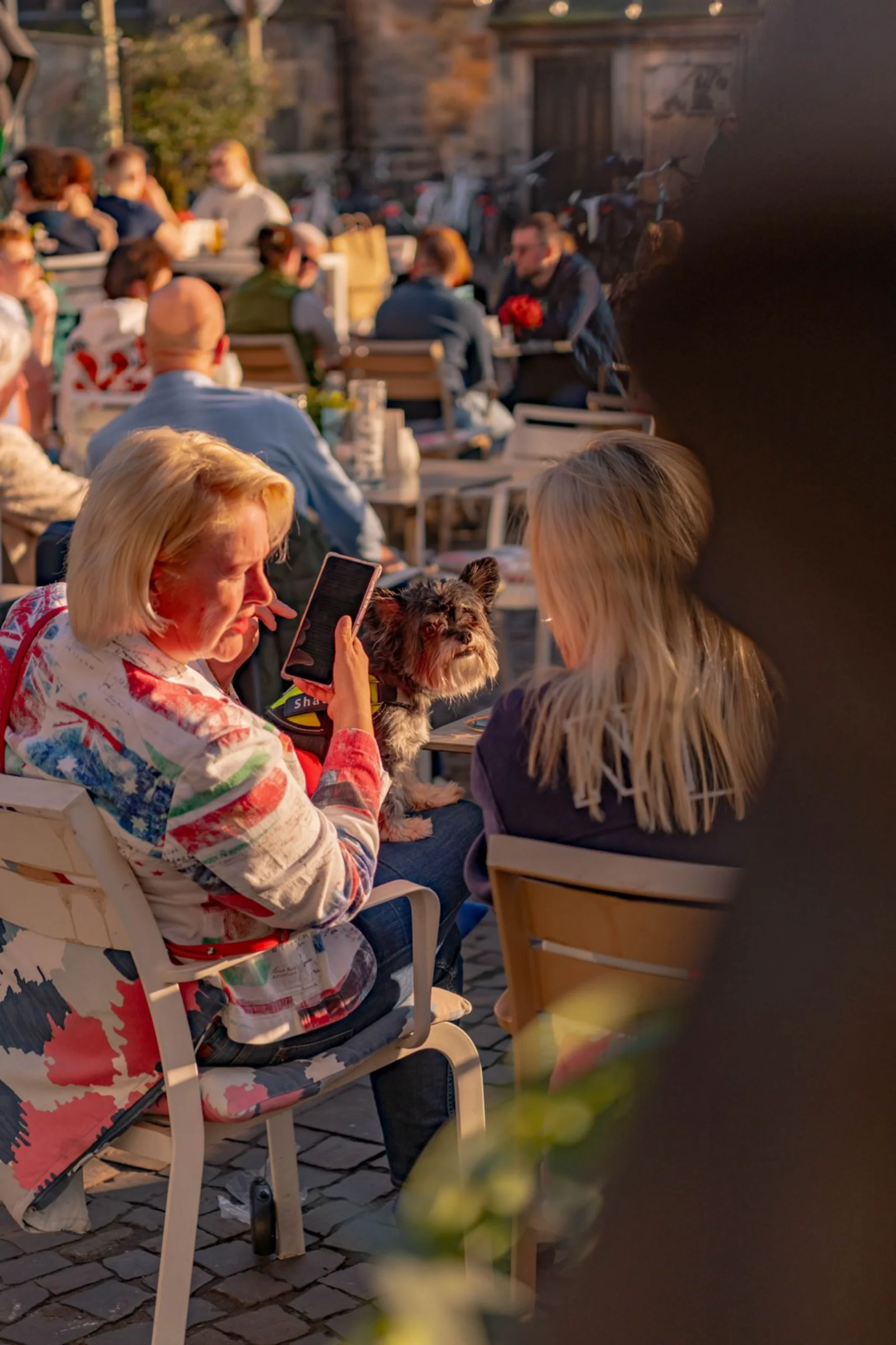 Gasten op terras